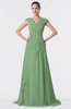 ColsBM Valerie Fair Green Antique A-line V-neck Lace up Chiffon Floor Length Evening Dresses