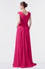 ColsBM Valerie Fuschia Antique A-line V-neck Lace up Chiffon Floor Length Evening Dresses