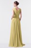 ColsBM Valerie Gold Antique A-line V-neck Lace up Chiffon Floor Length Evening Dresses