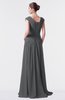 ColsBM Valerie Grey Antique A-line V-neck Lace up Chiffon Floor Length Evening Dresses