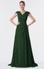 ColsBM Valerie Hunter Green Antique A-line V-neck Lace up Chiffon Floor Length Evening Dresses