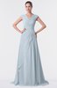 ColsBM Valerie Illusion Blue Antique A-line V-neck Lace up Chiffon Floor Length Evening Dresses