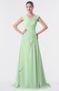 ColsBM Valerie Light Green Antique A-line V-neck Lace up Chiffon Floor Length Evening Dresses