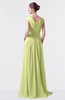 ColsBM Valerie Lime Green Antique A-line V-neck Lace up Chiffon Floor Length Evening Dresses