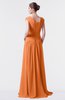 ColsBM Valerie Mango Antique A-line V-neck Lace up Chiffon Floor Length Evening Dresses