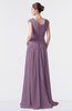 ColsBM Valerie Mauve Antique A-line V-neck Lace up Chiffon Floor Length Evening Dresses