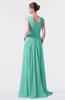 ColsBM Valerie Mint Green Antique A-line V-neck Lace up Chiffon Floor Length Evening Dresses