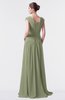 ColsBM Valerie Moss Green Antique A-line V-neck Lace up Chiffon Floor Length Evening Dresses