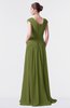 ColsBM Valerie Olive Green Antique A-line V-neck Lace up Chiffon Floor Length Evening Dresses