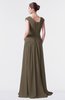 ColsBM Valerie Otter Antique A-line V-neck Lace up Chiffon Floor Length Evening Dresses