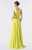 ColsBM Valerie Pale Yellow Antique A-line V-neck Lace up Chiffon Floor Length Evening Dresses