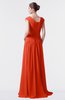 ColsBM Valerie Persimmon Antique A-line V-neck Lace up Chiffon Floor Length Evening Dresses