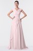 ColsBM Valerie Petal Pink Antique A-line V-neck Lace up Chiffon Floor Length Evening Dresses