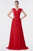 ColsBM Valerie Red Antique A-line V-neck Lace up Chiffon Floor Length Evening Dresses