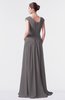 ColsBM Valerie Ridge Grey Antique A-line V-neck Lace up Chiffon Floor Length Evening Dresses