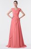 ColsBM Valerie Shell Pink Antique A-line V-neck Lace up Chiffon Floor Length Evening Dresses