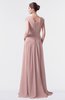 ColsBM Valerie Silver Pink Antique A-line V-neck Lace up Chiffon Floor Length Evening Dresses