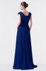 ColsBM Valerie Sodalite Blue Antique A-line V-neck Lace up Chiffon Floor Length Evening Dresses