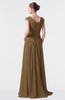 ColsBM Valerie Truffle Antique A-line V-neck Lace up Chiffon Floor Length Evening Dresses