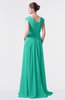 ColsBM Valerie Viridian Green Antique A-line V-neck Lace up Chiffon Floor Length Evening Dresses