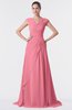ColsBM Valerie Watermelon Antique A-line V-neck Lace up Chiffon Floor Length Evening Dresses
