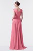 ColsBM Valerie Watermelon Antique A-line V-neck Lace up Chiffon Floor Length Evening Dresses