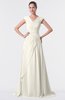 ColsBM Valerie Whisper White Antique A-line V-neck Lace up Chiffon Floor Length Evening Dresses