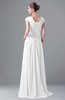 ColsBM Valerie White Antique A-line V-neck Lace up Chiffon Floor Length Evening Dresses