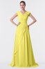 ColsBM Valerie Yellow Iris Antique A-line V-neck Lace up Chiffon Floor Length Evening Dresses