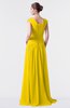 ColsBM Valerie Yellow Antique A-line V-neck Lace up Chiffon Floor Length Evening Dresses