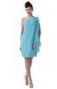 ColsBM Layla Light Blue Informal Sheath Backless Chiffon Knee Length Paillette Homecoming Dresses