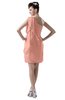 ColsBM Layla Peach Informal Sheath Backless Chiffon Knee Length Paillette Homecoming Dresses