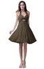 ColsBM Emma Carafe Brown Elegant Sleeveless Zip up Knee Length Flower Party Dresses