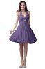 ColsBM Emma Chalk Violet Elegant Sleeveless Zip up Knee Length Flower Party Dresses