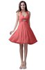 ColsBM Emma Coral Elegant Sleeveless Zip up Knee Length Flower Party Dresses