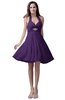 ColsBM Emma Dark Purple Elegant Sleeveless Zip up Knee Length Flower Party Dresses