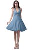 ColsBM Emma Dusty Blue Elegant Sleeveless Zip up Knee Length Flower Party Dresses