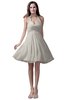 ColsBM Emma Off White Elegant Sleeveless Zip up Knee Length Flower Party Dresses