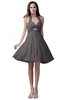 ColsBM Emma Ridge Grey Elegant Sleeveless Zip up Knee Length Flower Party Dresses