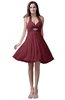ColsBM Emma Wine Elegant Sleeveless Zip up Knee Length Flower Party Dresses