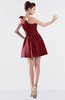 ColsBM Kailani Dark Red Cute A-line Asymmetric Neckline Half Backless Short Ruching Bridesmaid Dresses