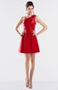 ColsBM Kailani Fiery Red Cute A-line Asymmetric Neckline Half Backless Short Ruching Bridesmaid Dresses