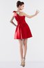 ColsBM Kailani Fiery Red Cute A-line Asymmetric Neckline Half Backless Short Ruching Bridesmaid Dresses
