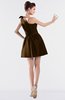 ColsBM Kailani Fudge Brown Cute A-line Asymmetric Neckline Half Backless Short Ruching Bridesmaid Dresses