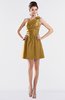 ColsBM Kailani Honey Mustard Cute A-line Asymmetric Neckline Half Backless Short Ruching Bridesmaid Dresses