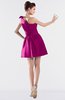 ColsBM Kailani Hot Pink Cute A-line Asymmetric Neckline Half Backless Short Ruching Bridesmaid Dresses