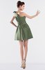 ColsBM Kailani Oil Green Cute A-line Asymmetric Neckline Half Backless Short Ruching Bridesmaid Dresses