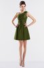 ColsBM Kailani Olive Green Cute A-line Asymmetric Neckline Half Backless Short Ruching Bridesmaid Dresses