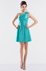 ColsBM Kailani Turquoise Cute A-line Asymmetric Neckline Half Backless Short Ruching Bridesmaid Dresses