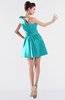 ColsBM Kailani Turquoise Cute A-line Asymmetric Neckline Half Backless Short Ruching Bridesmaid Dresses